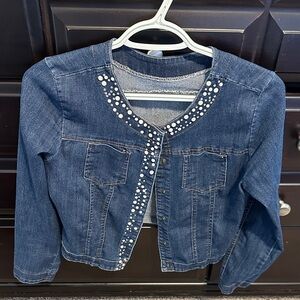 Girls' Denim Jacket with Stud Detail - Blue